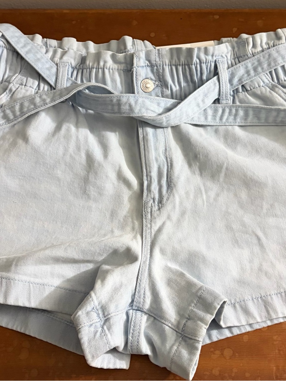 American Eagle Outfitters Light Blue Paperbag Waist Shorts Size 10 30w